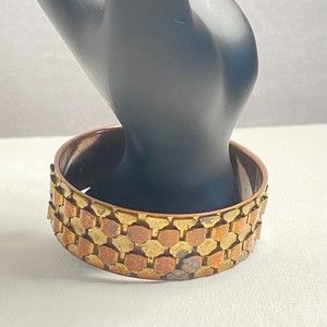 Copper Brass Bangle Bracelet Honeycomb Pattern